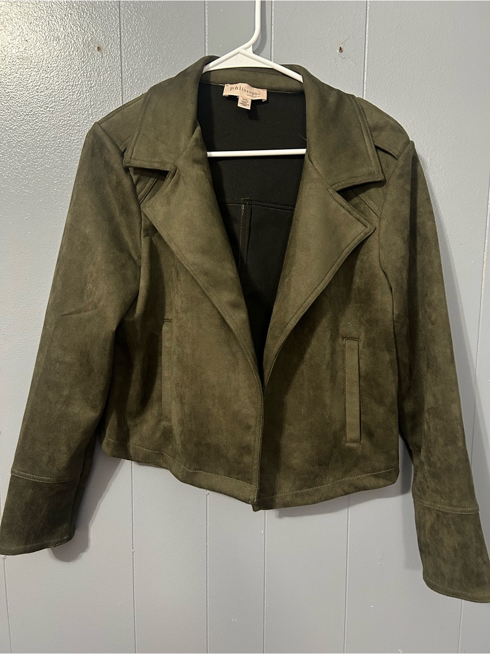 Philosophy Olive Green Suede Blazer Jacket